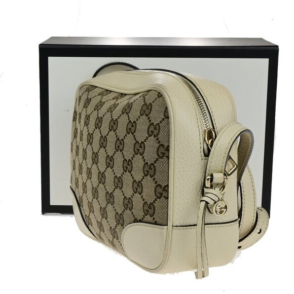 GUCCI Logo GG Pattern Mini Shoulder Bag Canvas Leather Brown White GHW - Picture 4 of 15